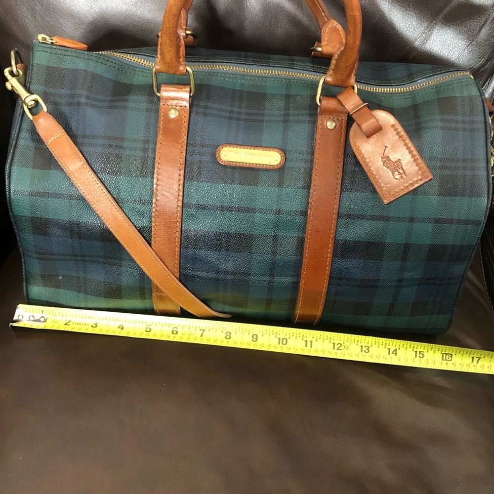 RALPH LAUREN Black Watch Plaid Boston Weekend Travel Duffle Doctors Bag 40cm - Picture 13 of 17